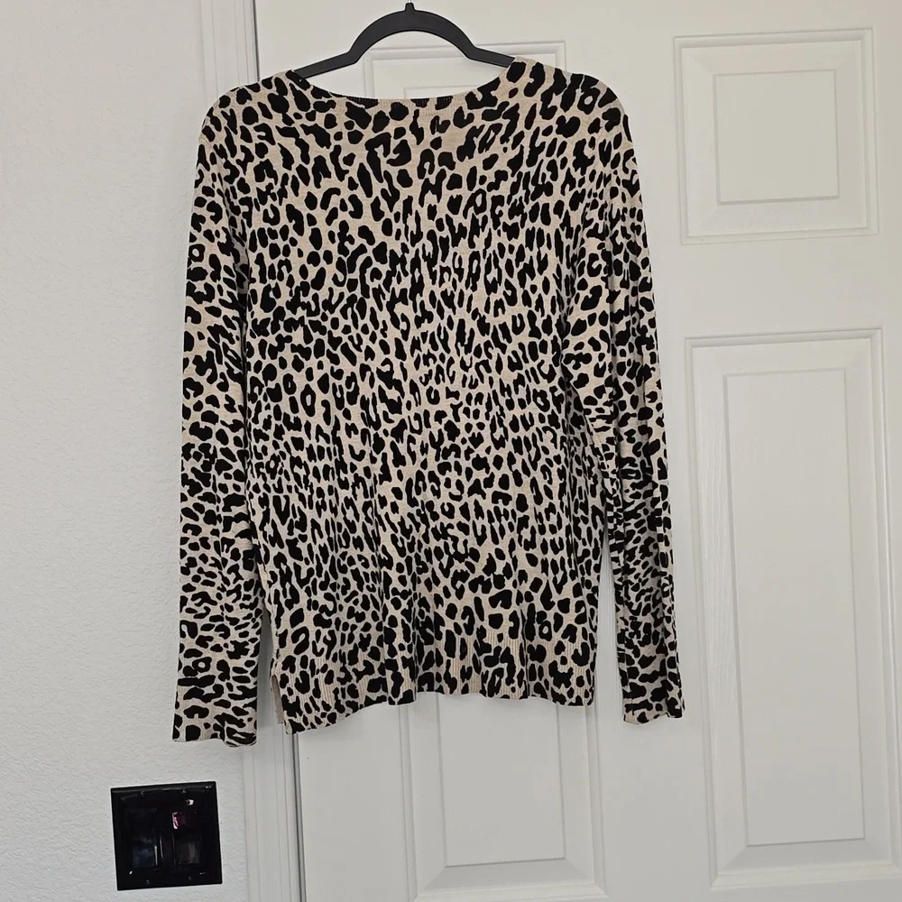 Calvin Klein Leopard Print Blouse - Black and Tan Sz Med - Picture 4 of 4